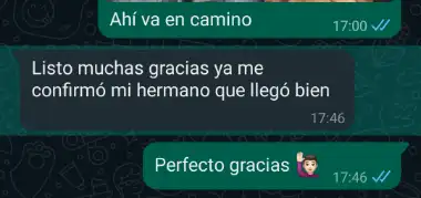 Confirmado, llegó bien. Gracias