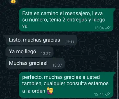 Entrega puntual, atención de primera