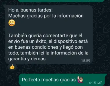 Envío exitoso y dispositivo en excelentes condiciones